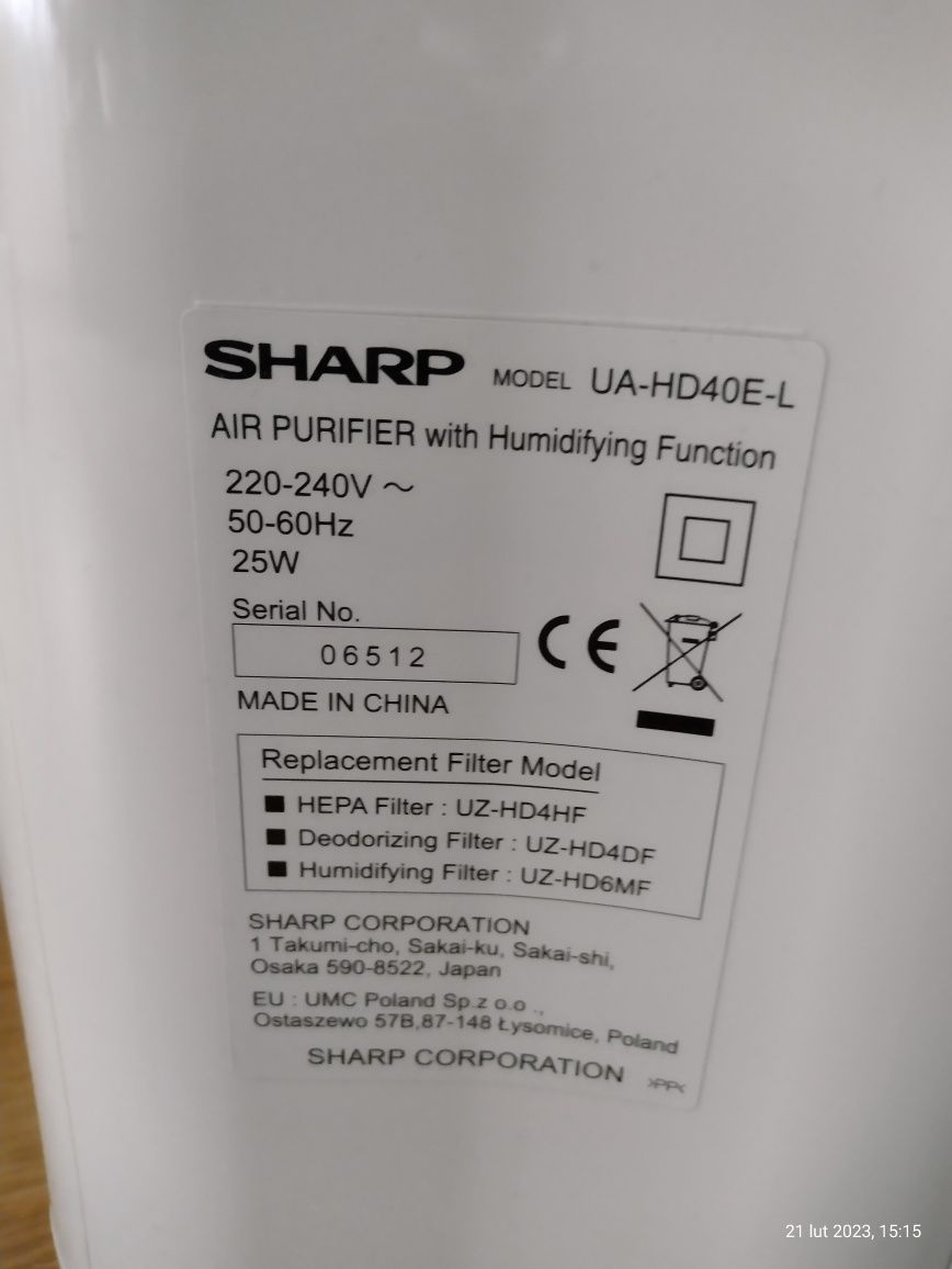 Oczyszczacz powietrza Sharp UA-HD40E-L