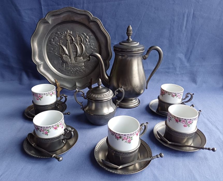 Набір кавовий Kronester, Zinn 95% Rama Peltro. Germany Вінтаж.1960-70