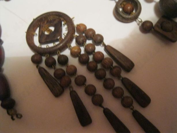 набор 3шт старые деревянные бусы колье ожерелье и подвеска вроде ссср