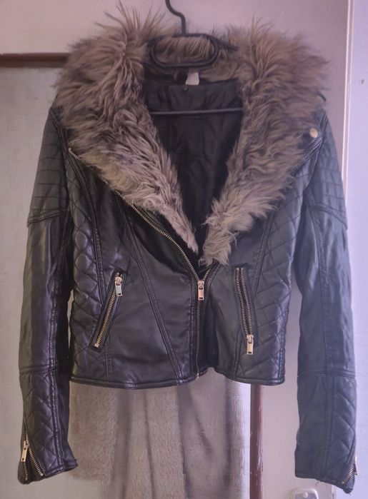Kurtka ramoneska eko skóra z futerkiem H&M 36