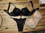 Dwa komplety Bielizna komplet Victoria Secret czarny różowy stringi bi