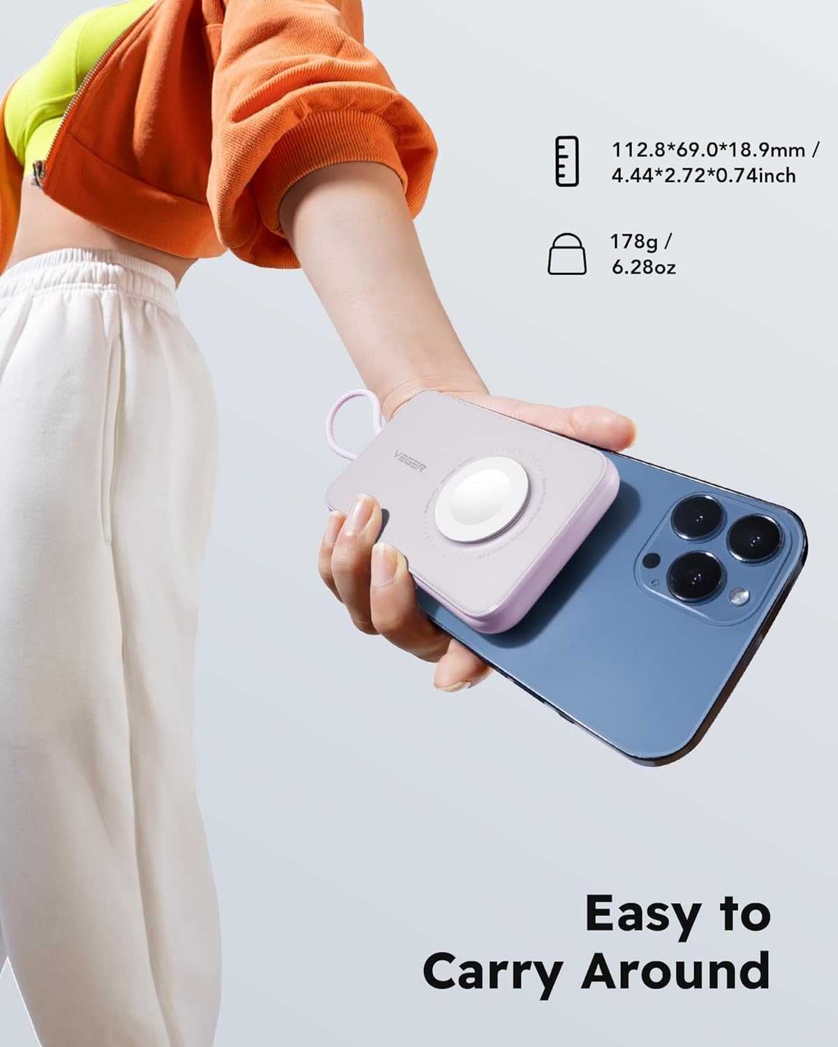 Power Bank VEGER 10000mAh для iPhone та Apple Watch, павербанк
