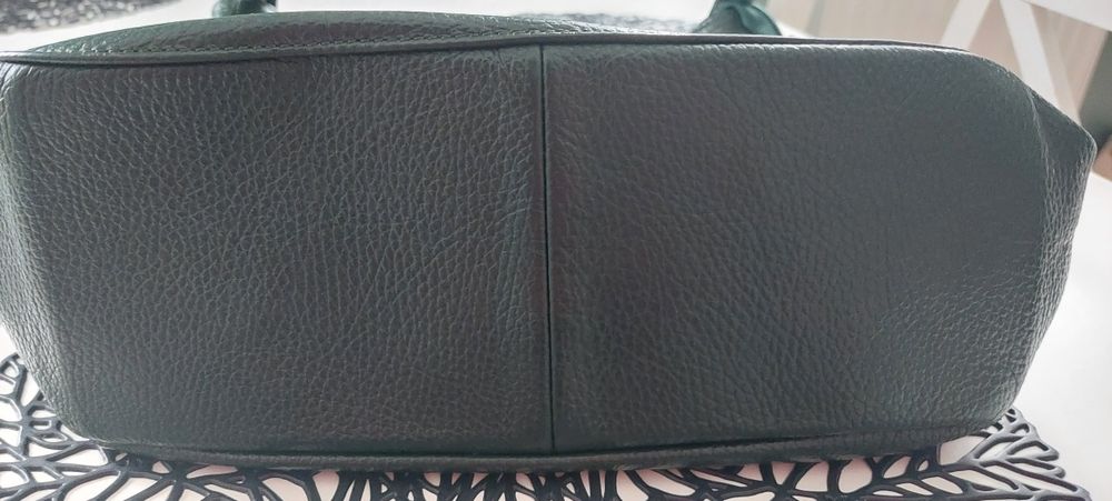 Toscanio torba skórzana butelkowa zieleń duza torebka damska na pasku