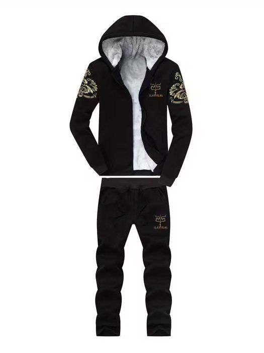 Осенне-зимний мужской спортивный комплект с флисовой толстовкой