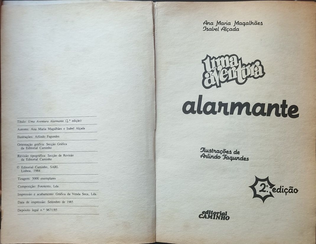 Livro "Uma aventura" Alarmante ®1985