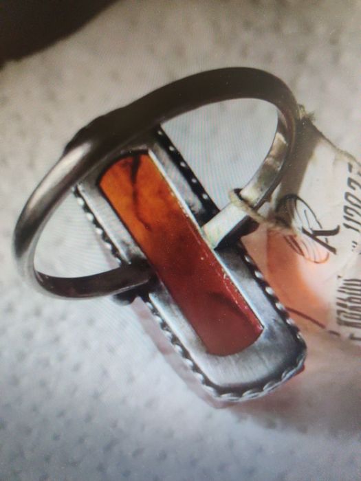 Новое кольцо перстень янтарь серебро СССР 19,5