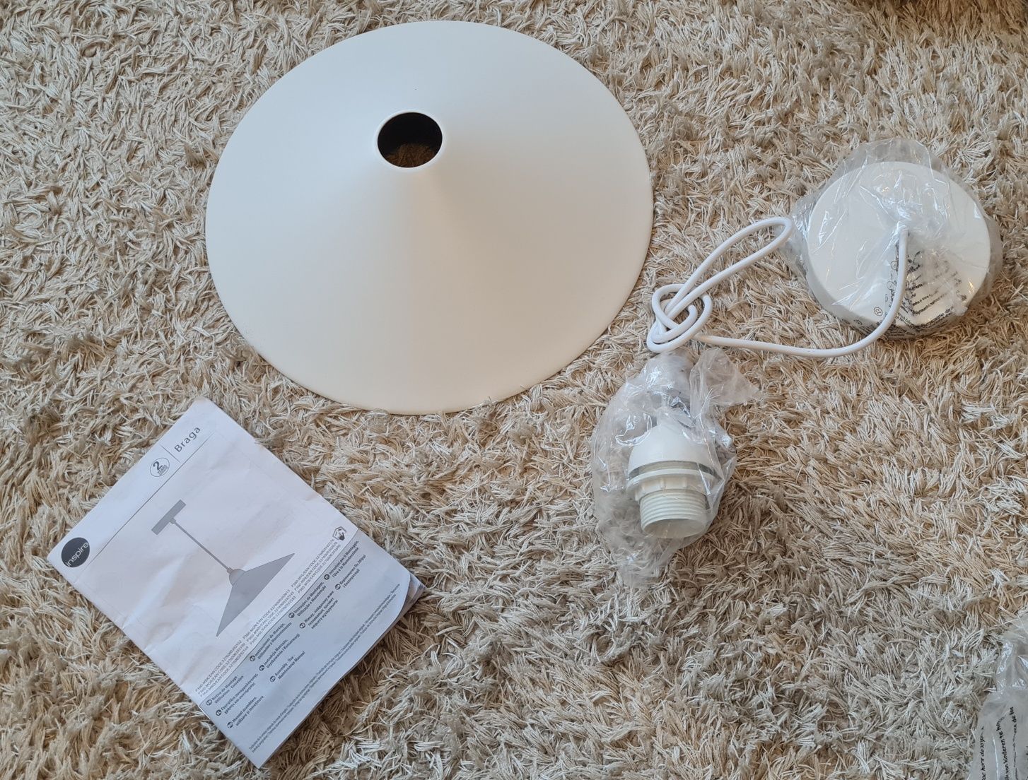 Nowa Lampa wisząca Braga biała E27 kupiona w Leroy Merlin