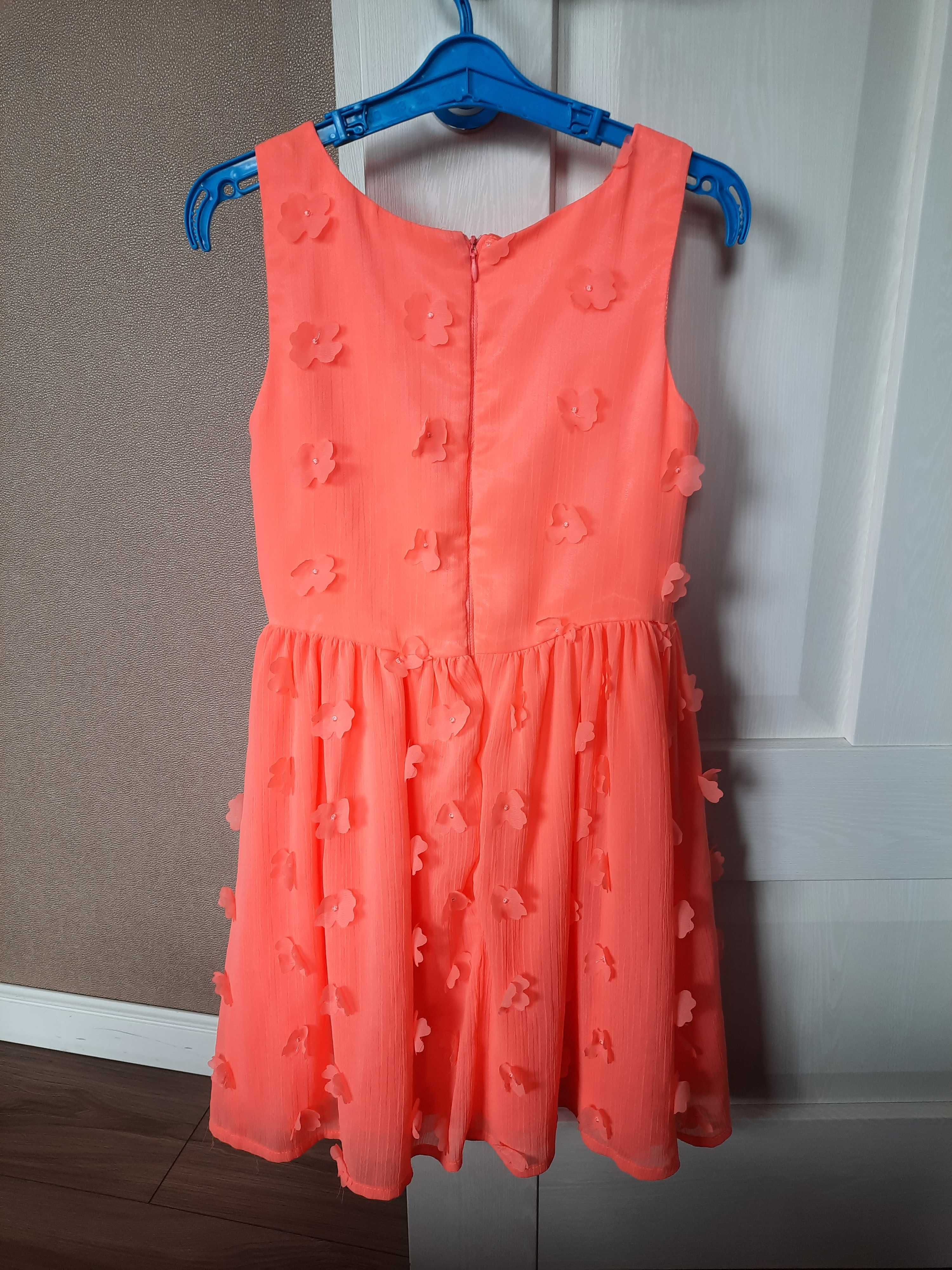 Neonowa sukienka 134, CoolClub, Smyk, kwiaty 3D