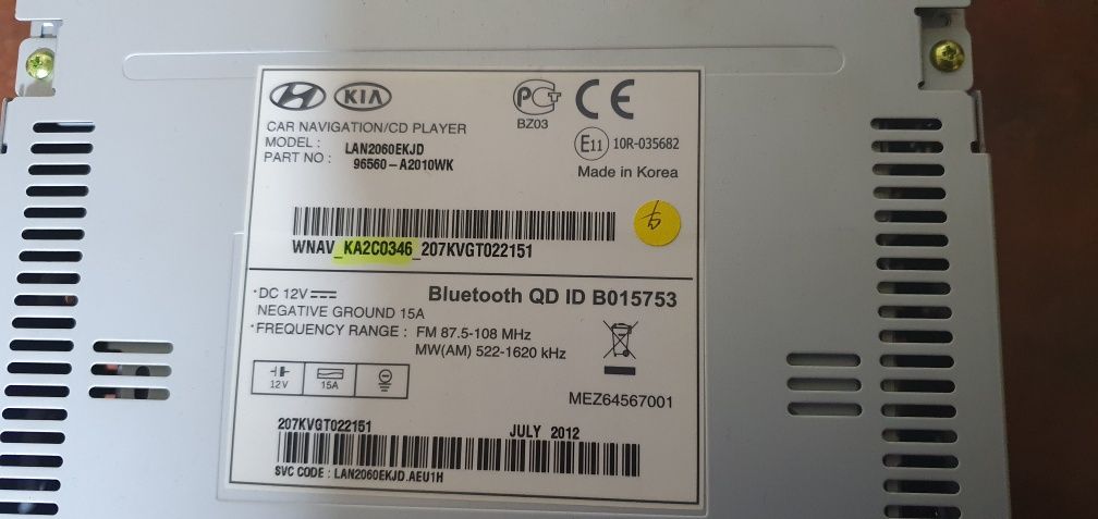 Radio sam.  KIA CEED II  LAN2060 EKJD 96560-A2010WK