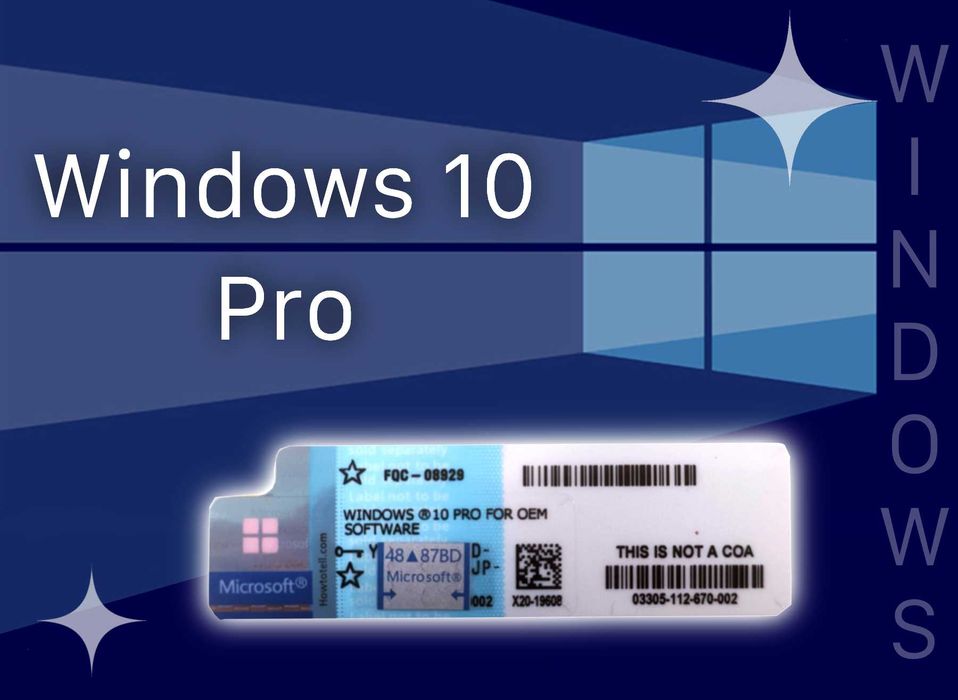 Windows 10 Professional Pro Naklejka COA Klucz Licencja