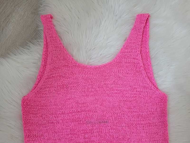 Różowy, neonowy, dzianinowy / sweterkowy top, Gina Tricot, XS (34)