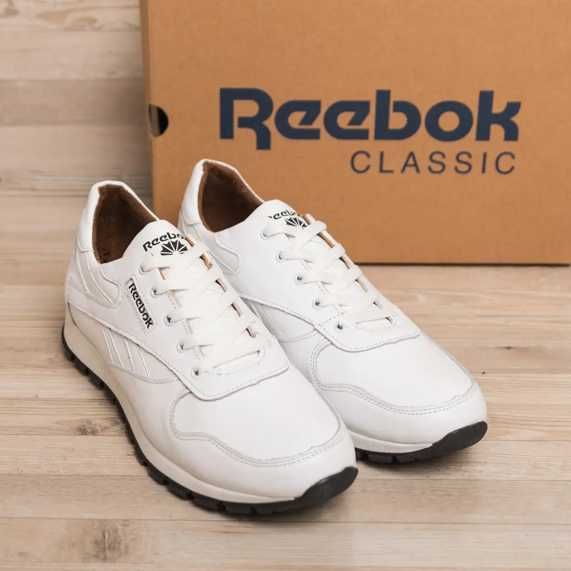 Долговечные мужские кожаные кроссовки white pearl reebok classic