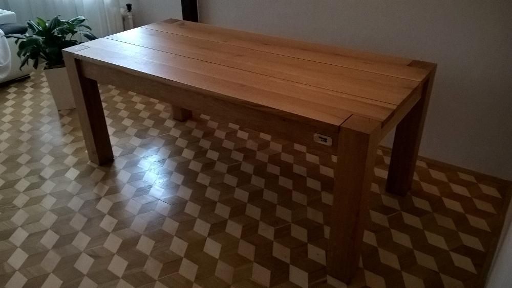KLASA Stół Dębowy 90x190 Lity dąb nogi 12cm Kler WoodAnd