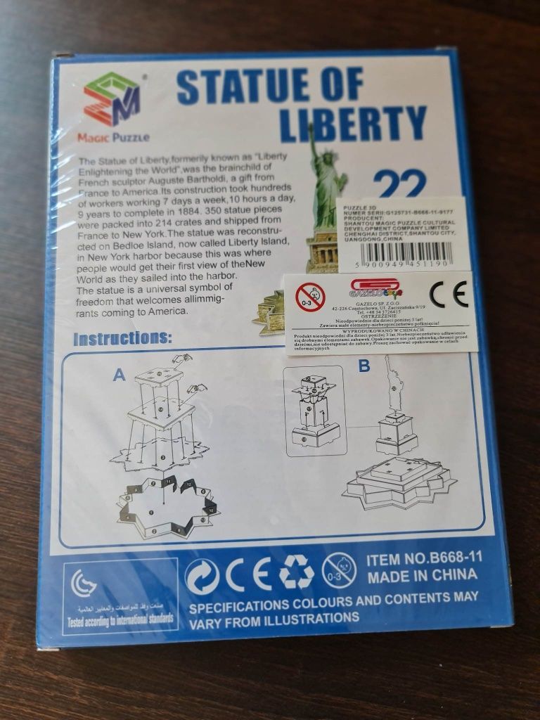 Puzzle 3D Statua Wolności 22el