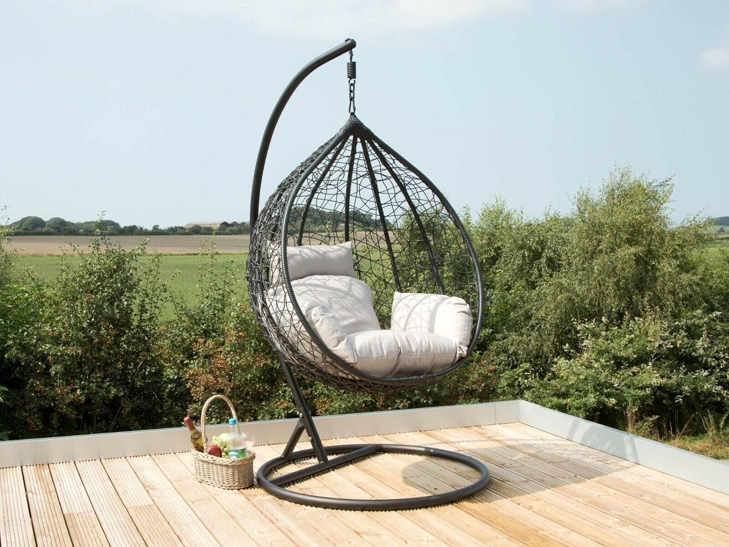 FOTEL OGRODOWY Wiszący KOKON Bujak Rattan Pe Głęboki Kosz PROMOCJA