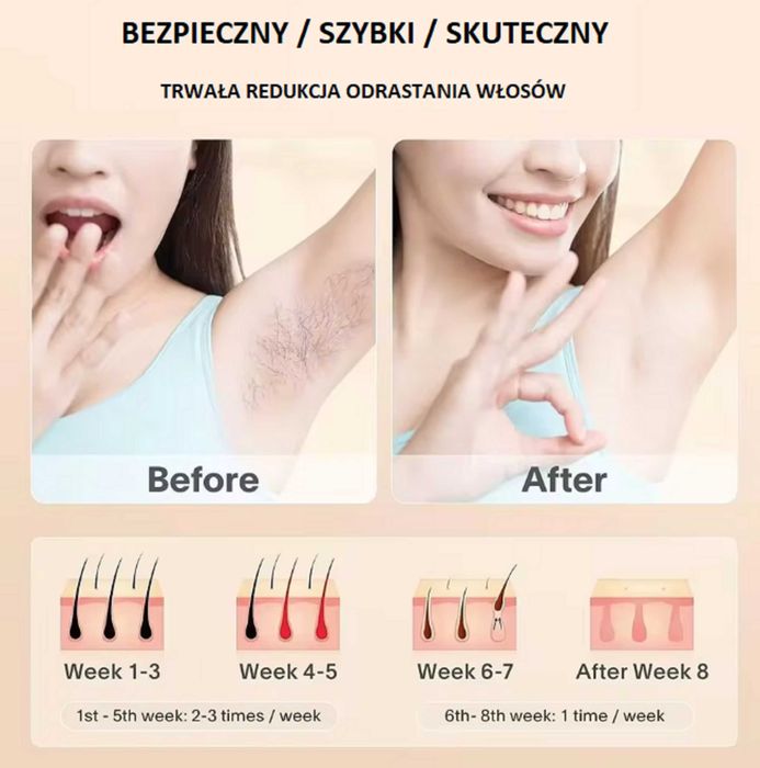 Depilator IPL do włosów ciała nóg laserowy bezbolesny chłodzenie