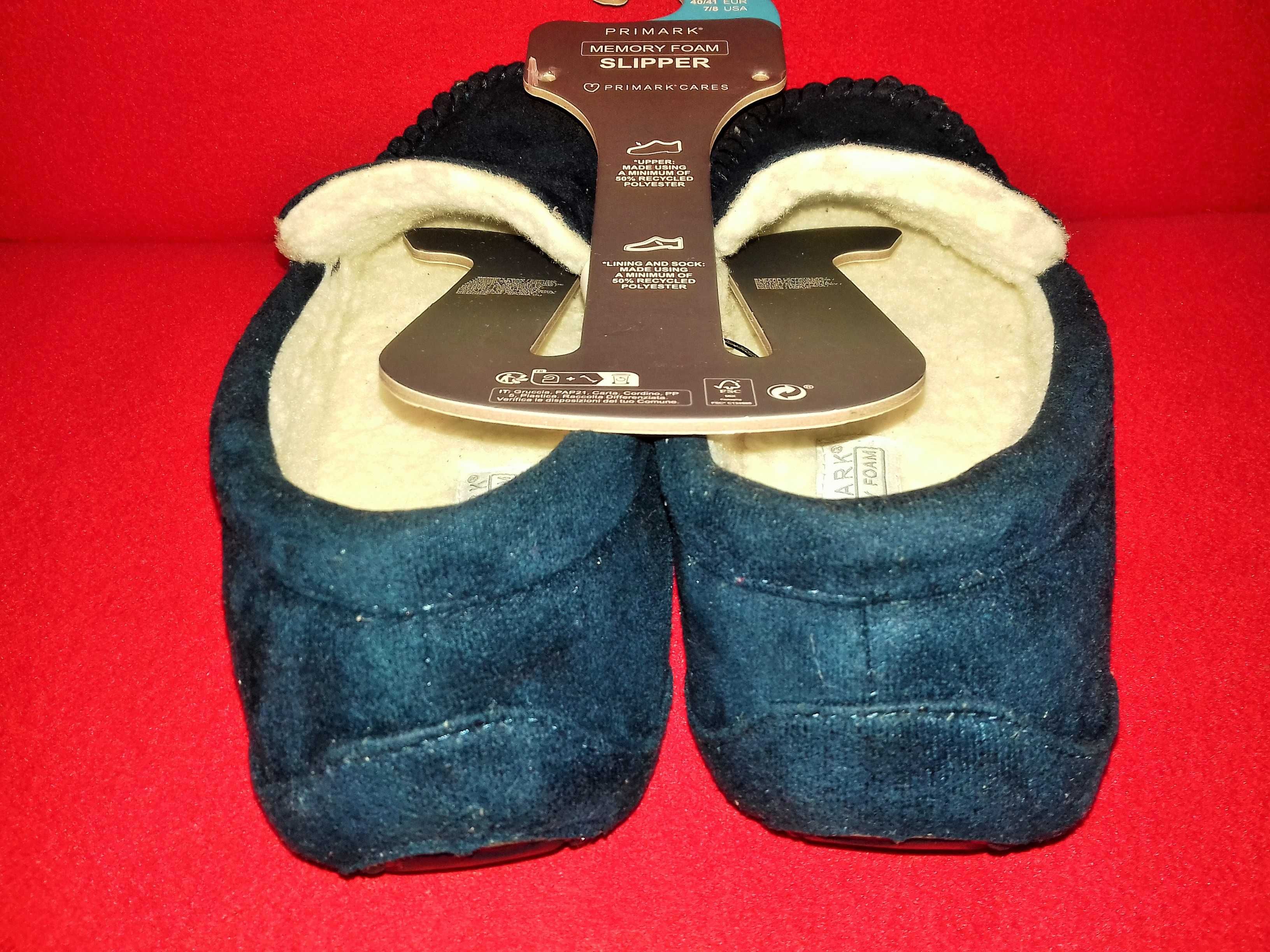 PRIMARK Modne, granatowe kapcie mokasyny
