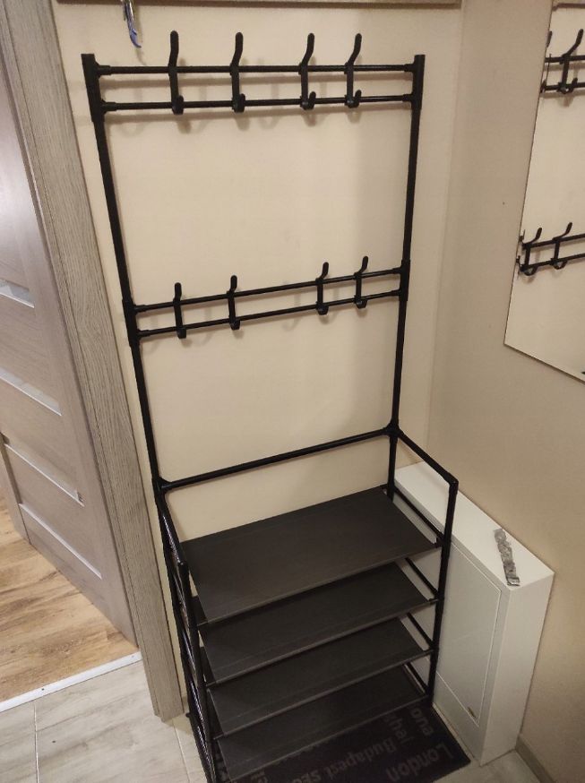 WYPRZEDAŻ Wieszak stojak na ubrania z półką na buty loft solidny