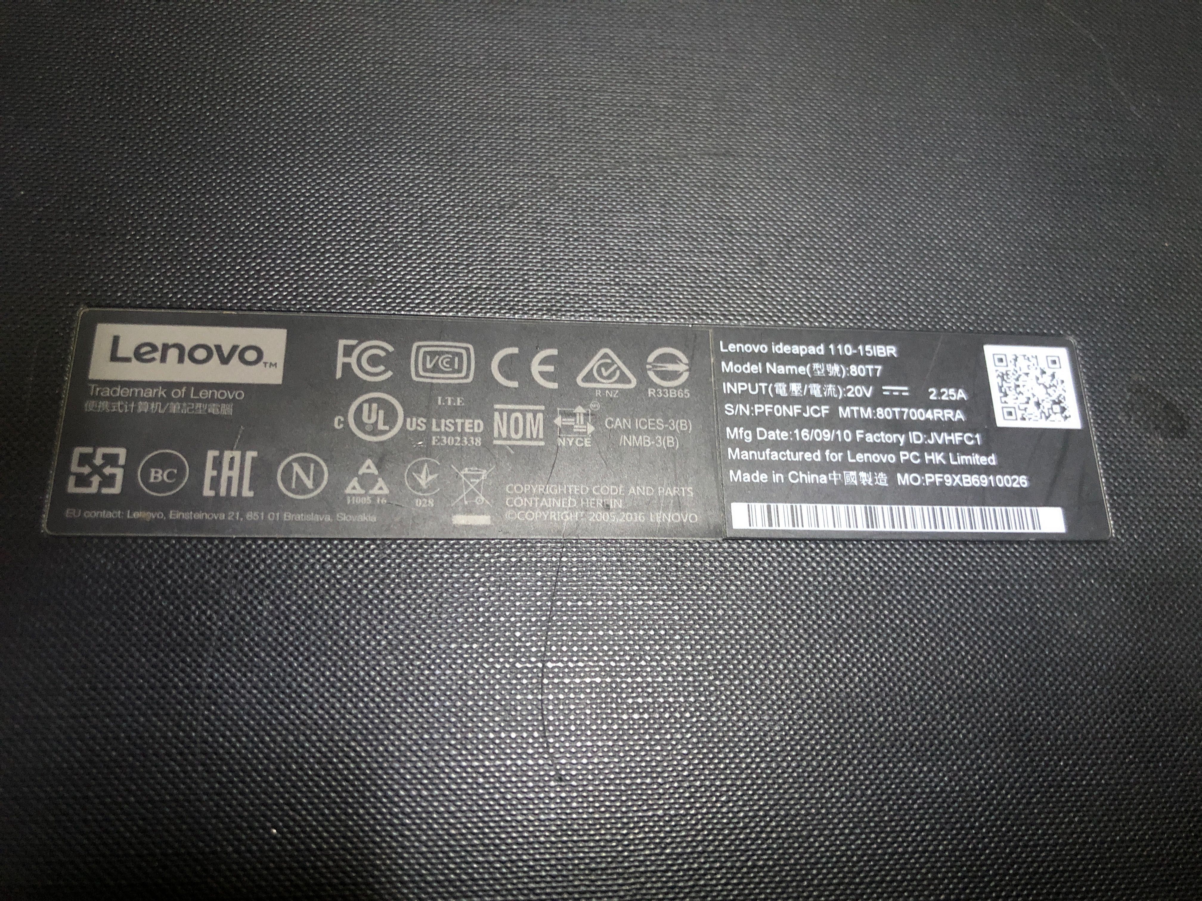 Ноутбук Lenovo ideapad 110-15IBR на деталі