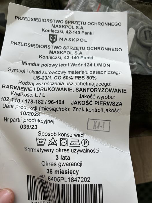 Mundur wojskowy letni L/L