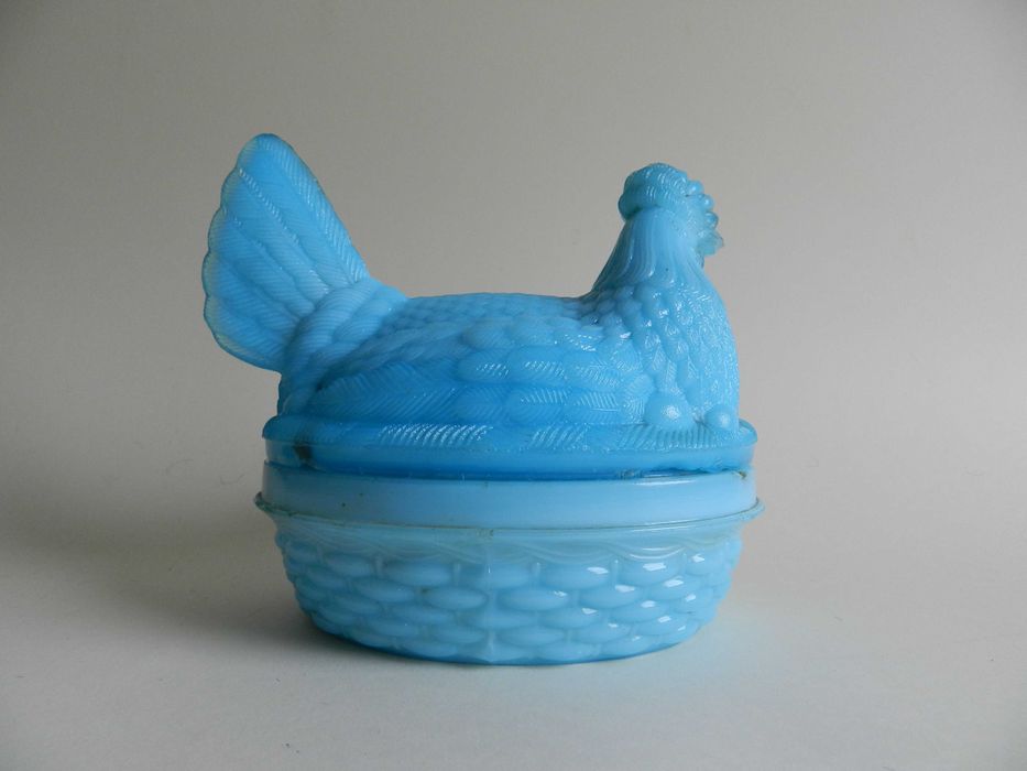 niebieska szklana kura PRL