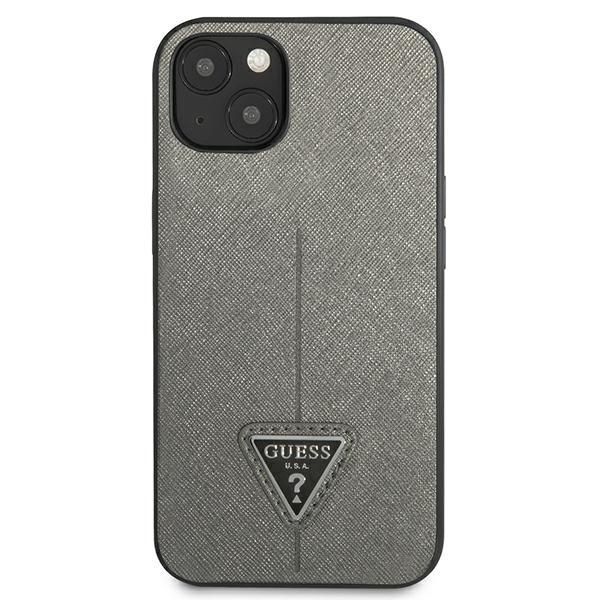 Etui Guess SaffianoTriangle Logo do iPhone 13/14/15 6.1", Srebrne