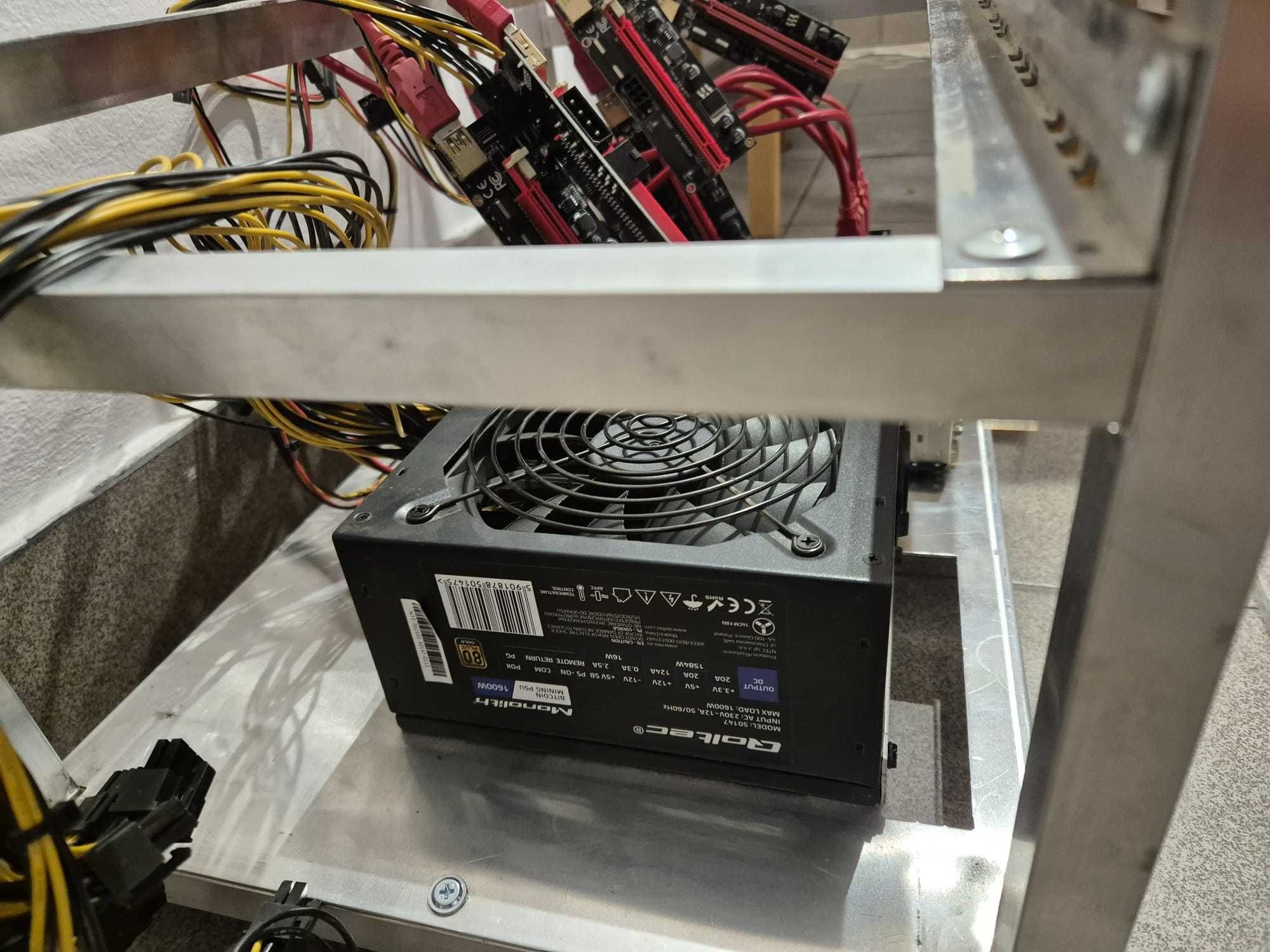 Kompletna baza koparka kryptowalut na 6 kart 1600w