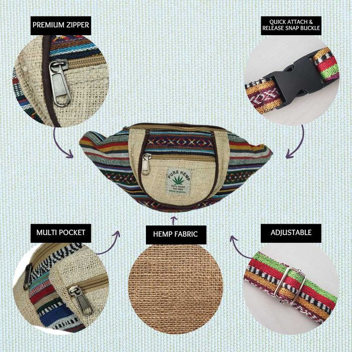 Ekologiczna Saszetka Nerka Konopna Himalayan Hemp Nepal Boho Festiwal