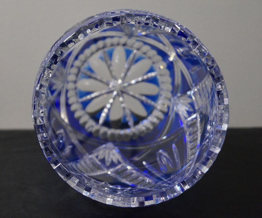 Wazon kobalt kryształ lata 70 duży