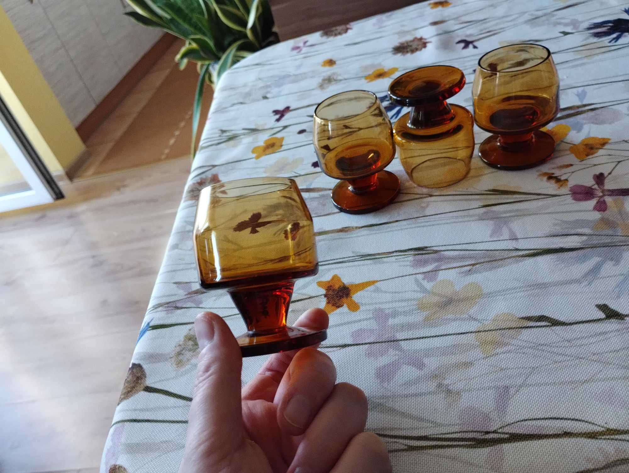 PRL kieliszki art deco Sadowski 4szt Huta Sudety