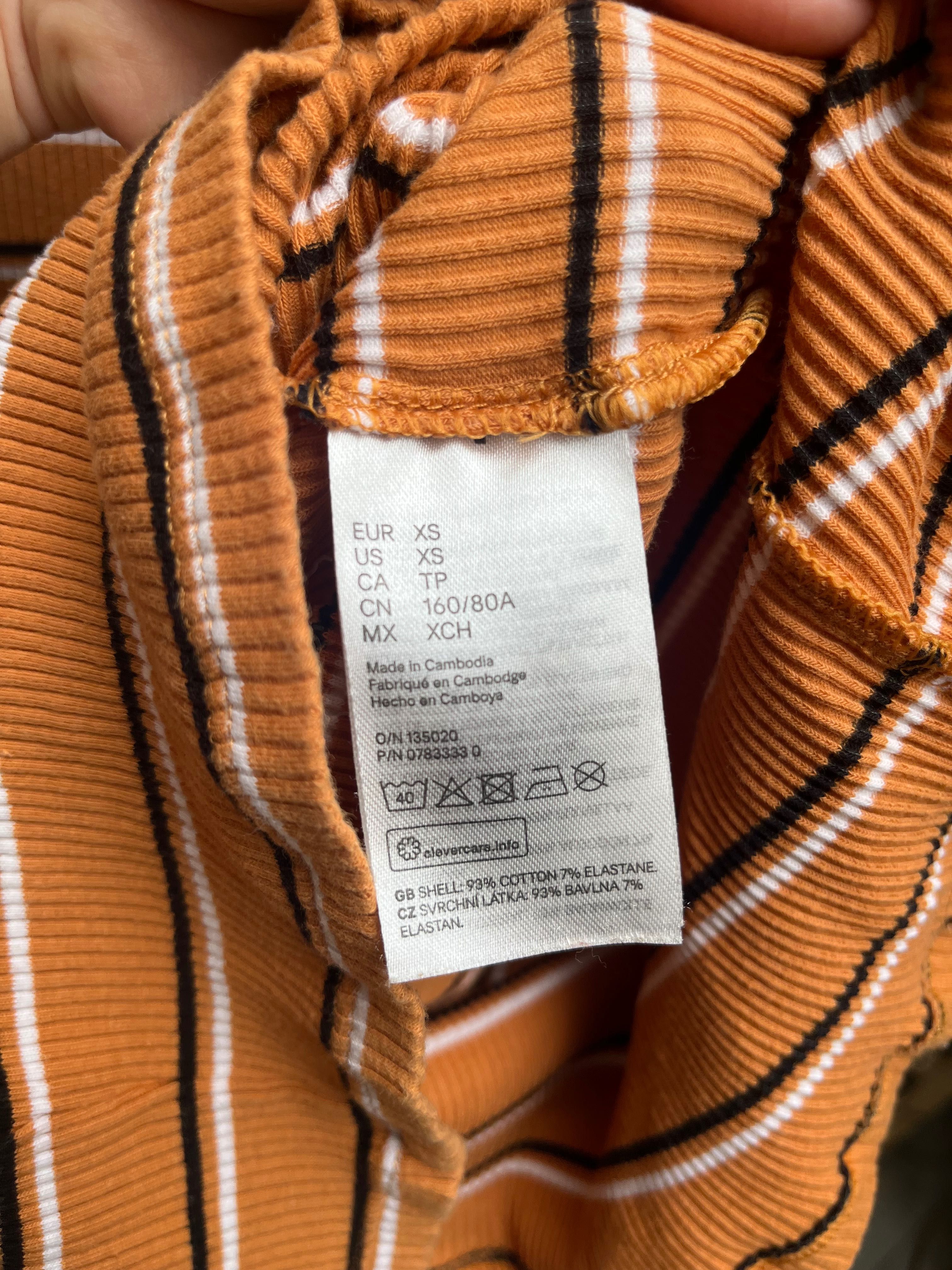 dopasowana sukienka pomarańczowa w paski XS