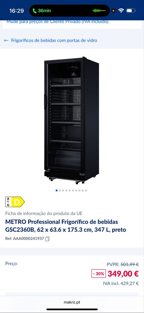 Frigorifico restaurante - nunca usado