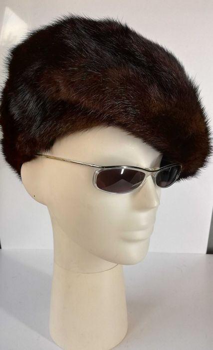 Beret w stylu retro norka futro naturalne
