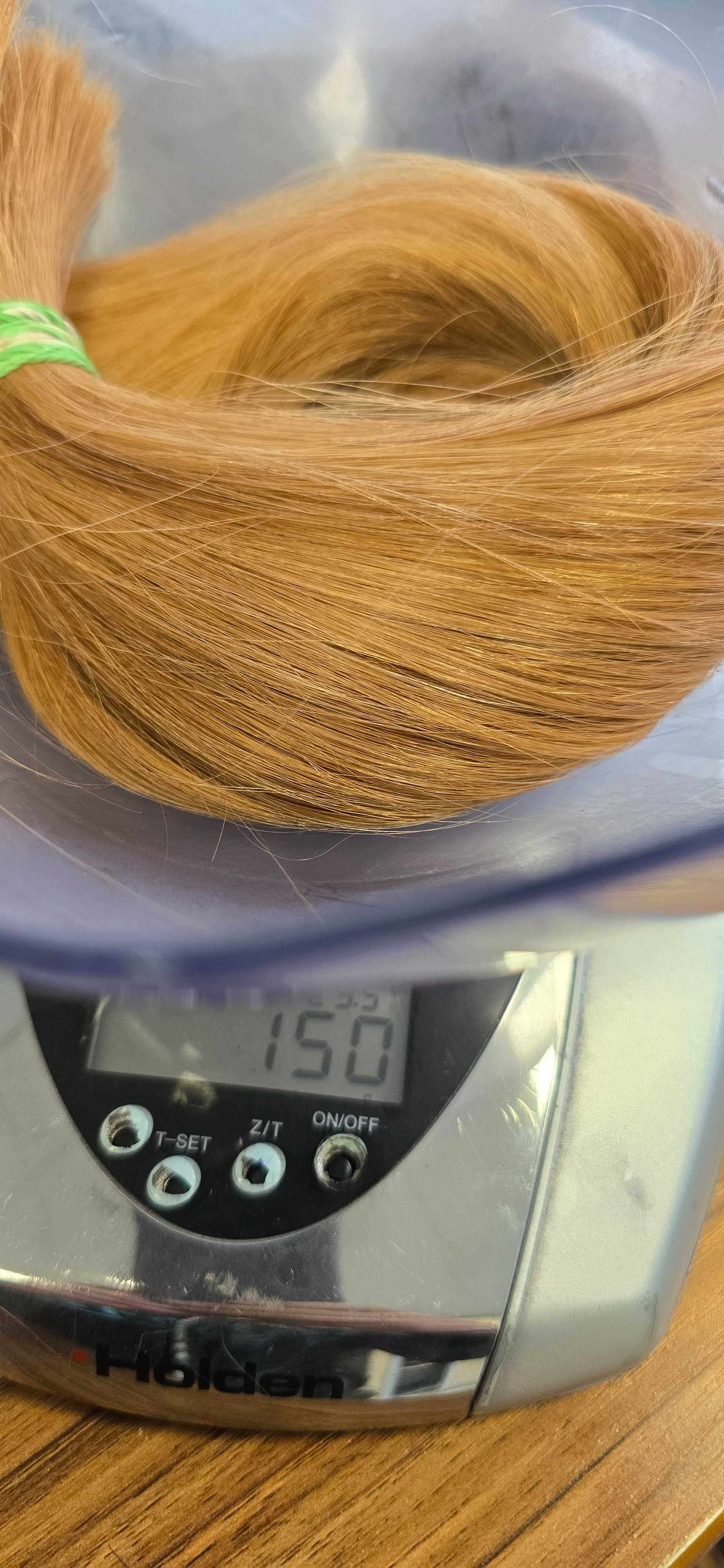 Włosy naturalne dł. 43 cm średni blond waga 150 gram słowiańskie