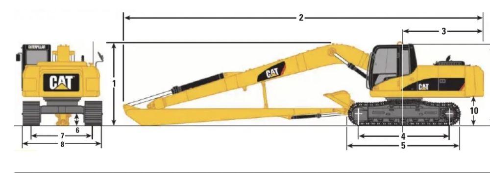 Braço longo 15 metros cat 325 excavadora