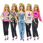 Ubranka dla Barbie zestaw ubranek dla lalki dżinsy futerko sukienki
