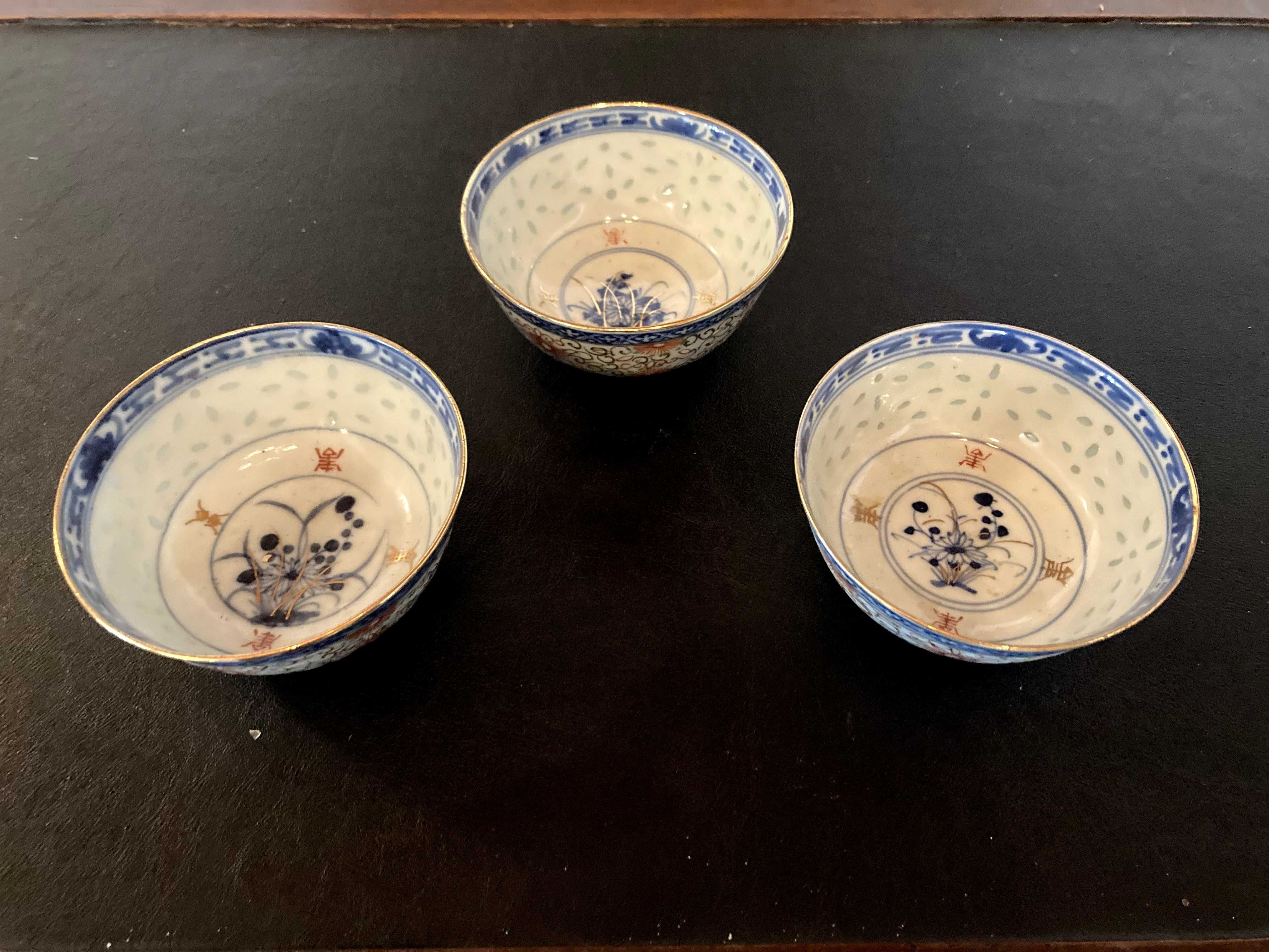 Conjunto de 3 taças chinesas