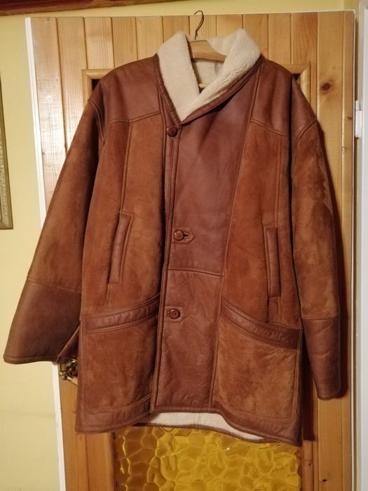 Kurtka płaszcz skórzany zamsz męski zimowy jak nowy! Rozmiar XL XXL.