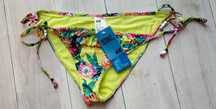 H&M nowy dół bikini rozm. 42 limonkowy w kwiaty, wiązany
