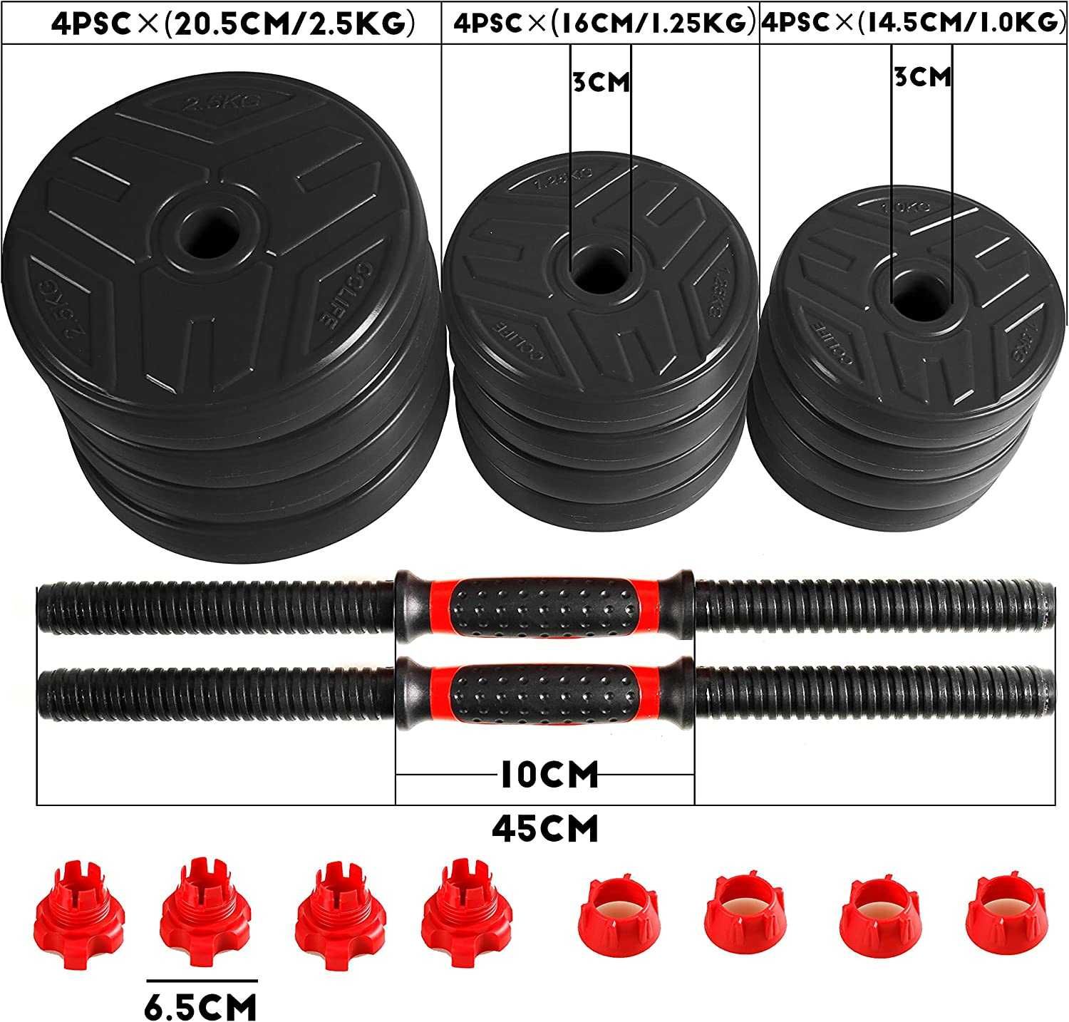 (NOVO) 2 Halters pretos - 2x 10kg