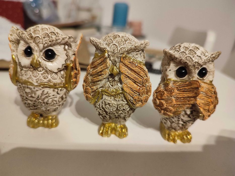 Figurki sowy zestaw trzech sztuk Nowe