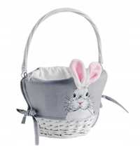 Koszyczek wielkanocny dla dziecka królik z uszami plusz biały home&you