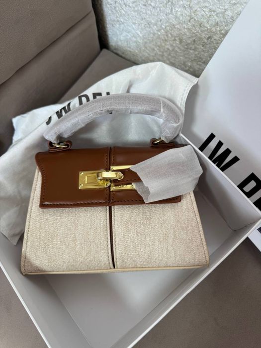 Жіноча сумка JW PEI Elise Top Handle Bag у коричнево-бежевому  кольорі