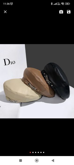 Hit nakrycie głowy beret kaszkiet Eco skóra miekka karmel braz