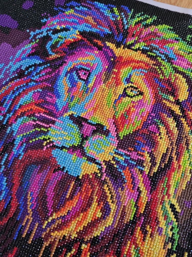 Obraz 40x60 lew haft diamentowy