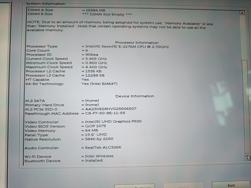 Dell Precision 5530 - Xeon e-2176m p2000