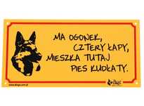 Tabliczka ostrzegająca o psie na posesji - Dingo Pies kudłaty PVC