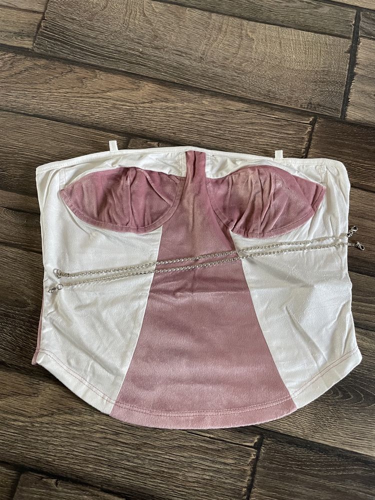 Nowy crop top gorset cyrkonie