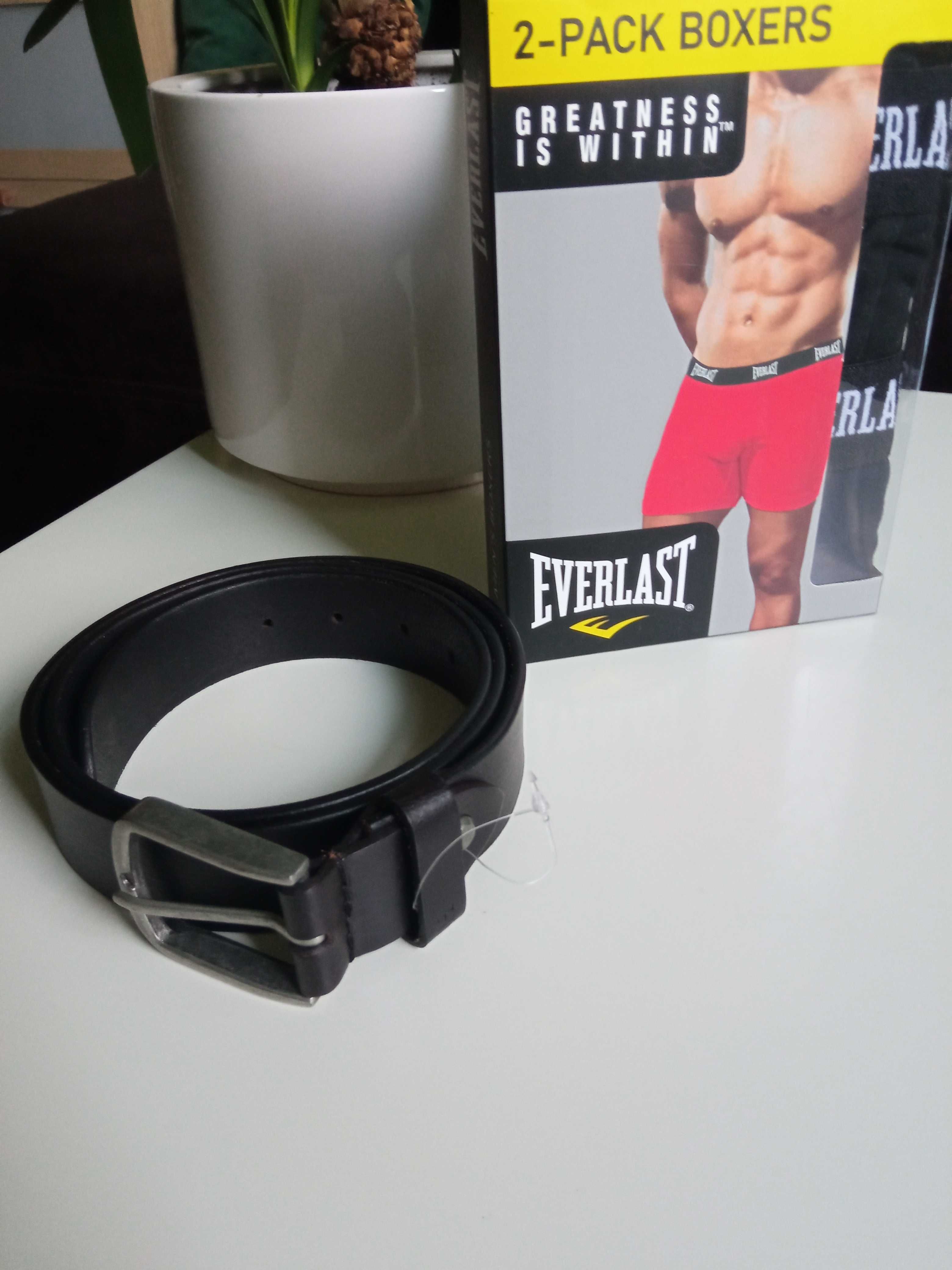 Pasek skórzany i dwupak bokserek Everlast L. Zestaw na Walentynki