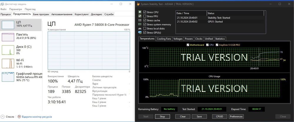 Компʼютер Ryzen 7 5800x/RTX 4060TI 16gb/32gb/700w/500gb m.2